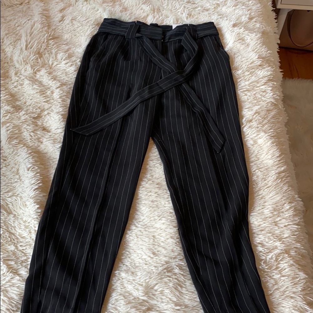 Breezy striped work pants with tie waist